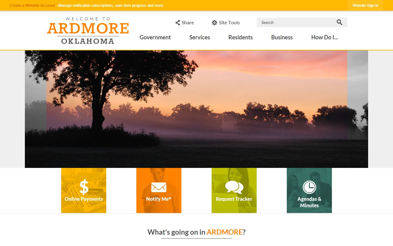 Ardmore Oklahoma city official website public records