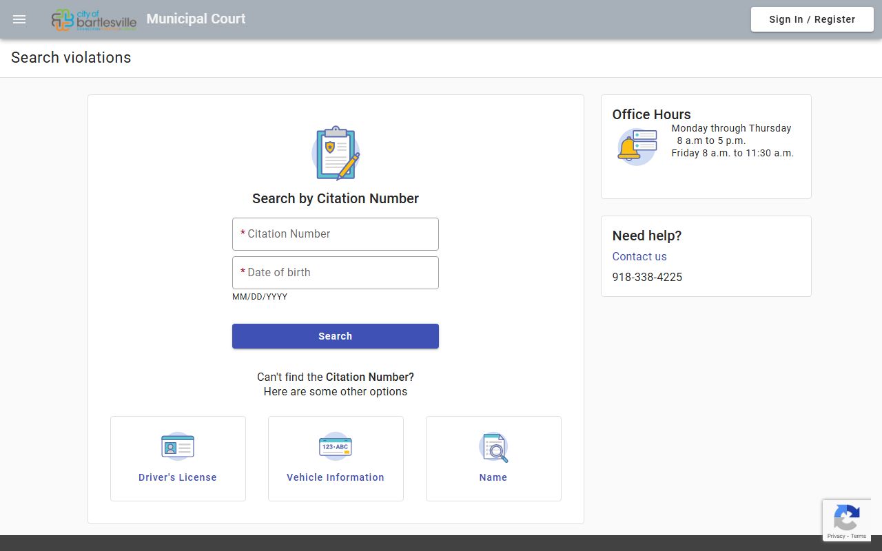 Bartlesville municipal court online records and payment portal