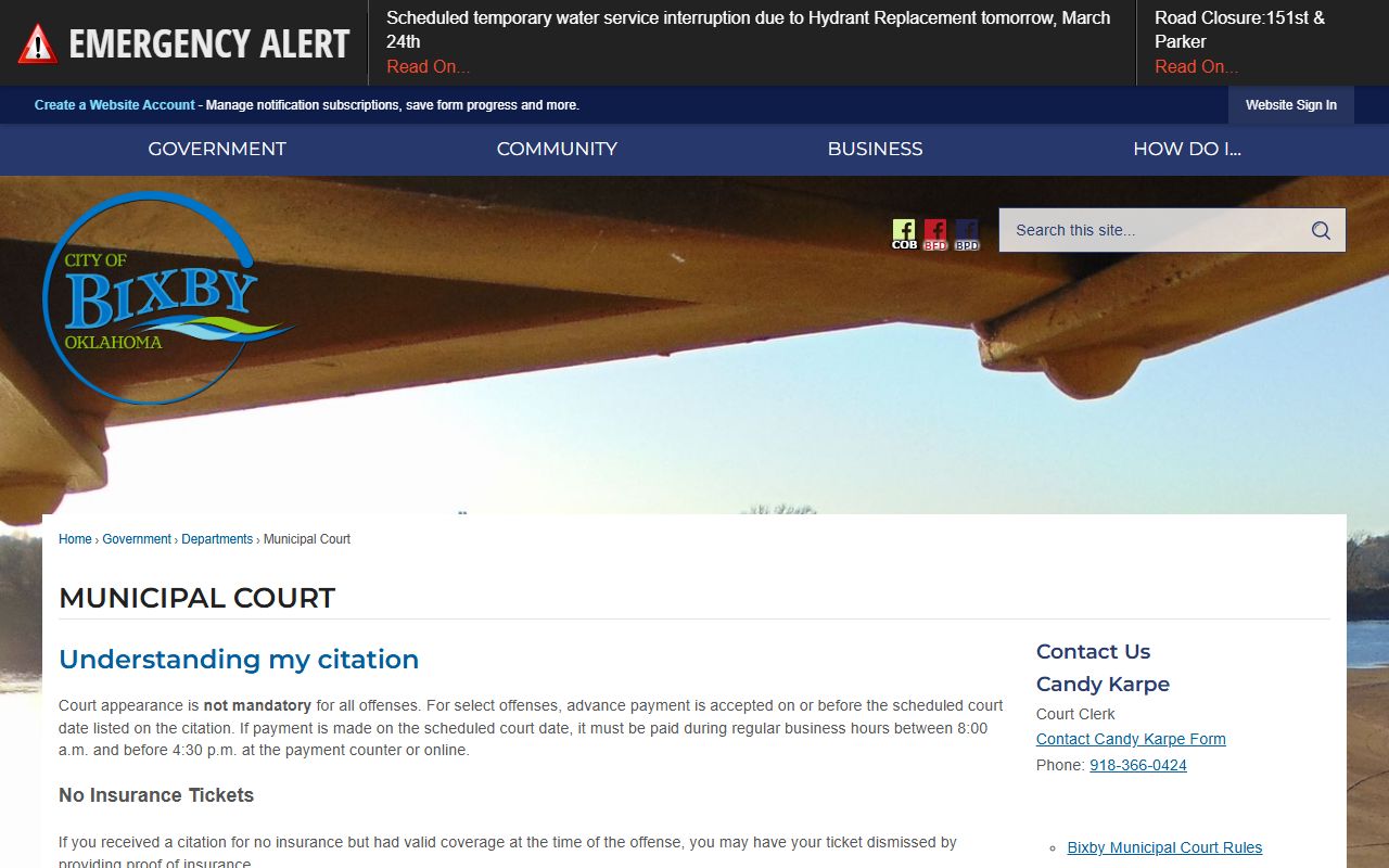 Bixby municipal court public records and online payment portal
