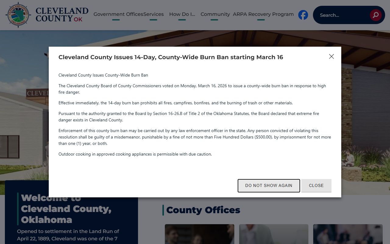 Cleveland County Oklahoma official website for public records and county offices