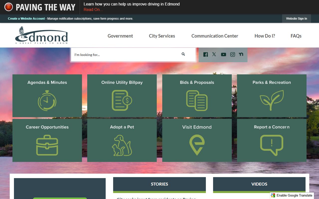 Edmond Oklahoma city official website public records portal