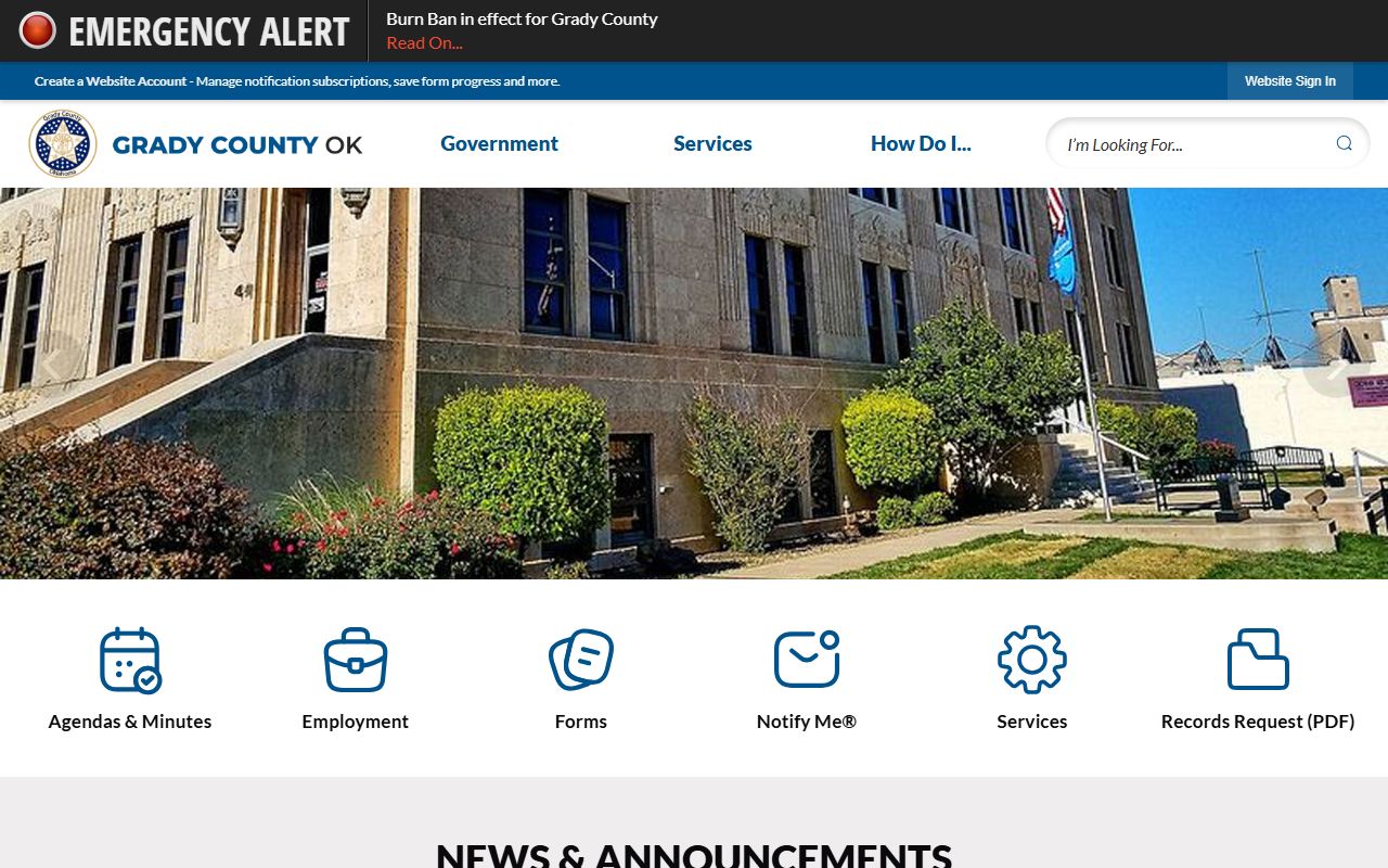 Grady County official website for public records access