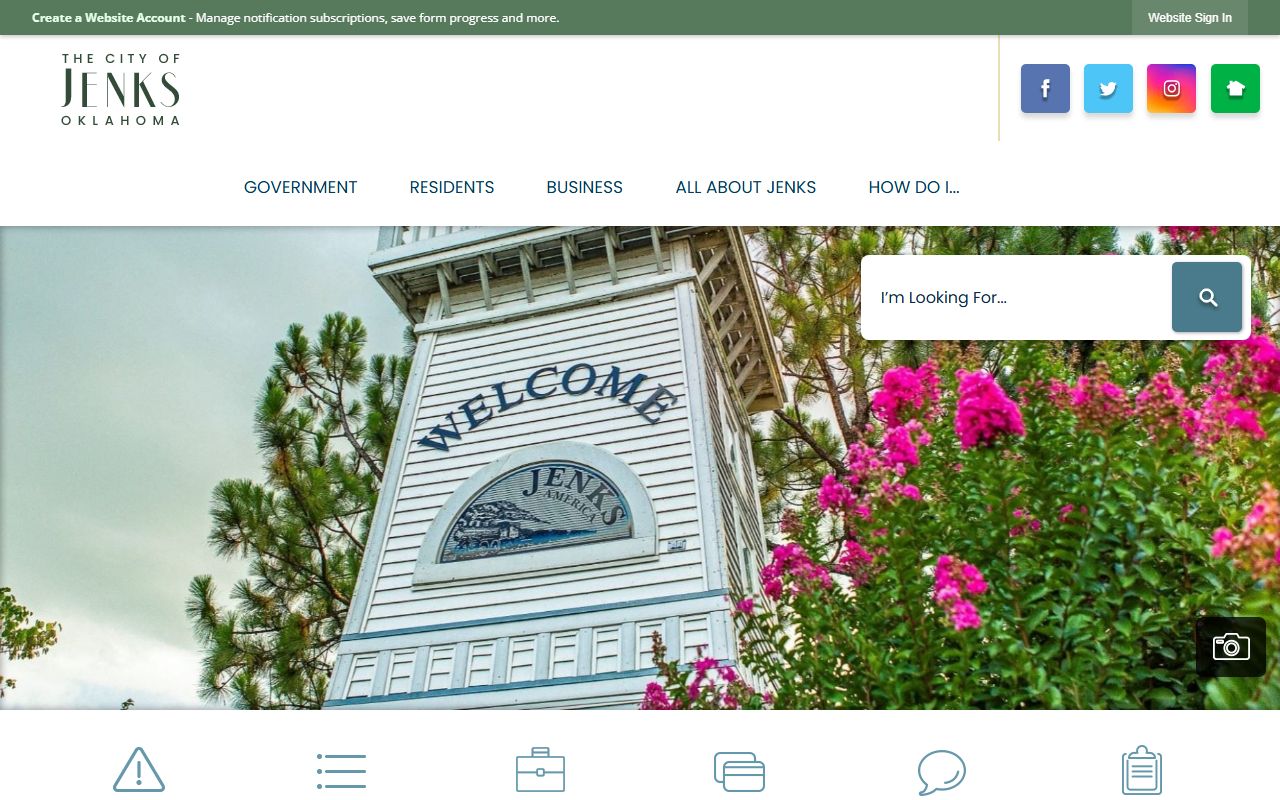 Jenks Oklahoma city official website public records