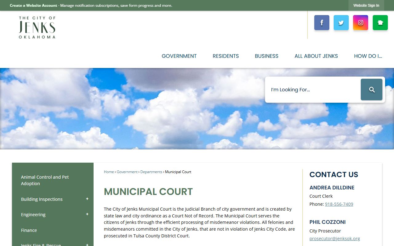 Jenks municipal court public records and online citation payment