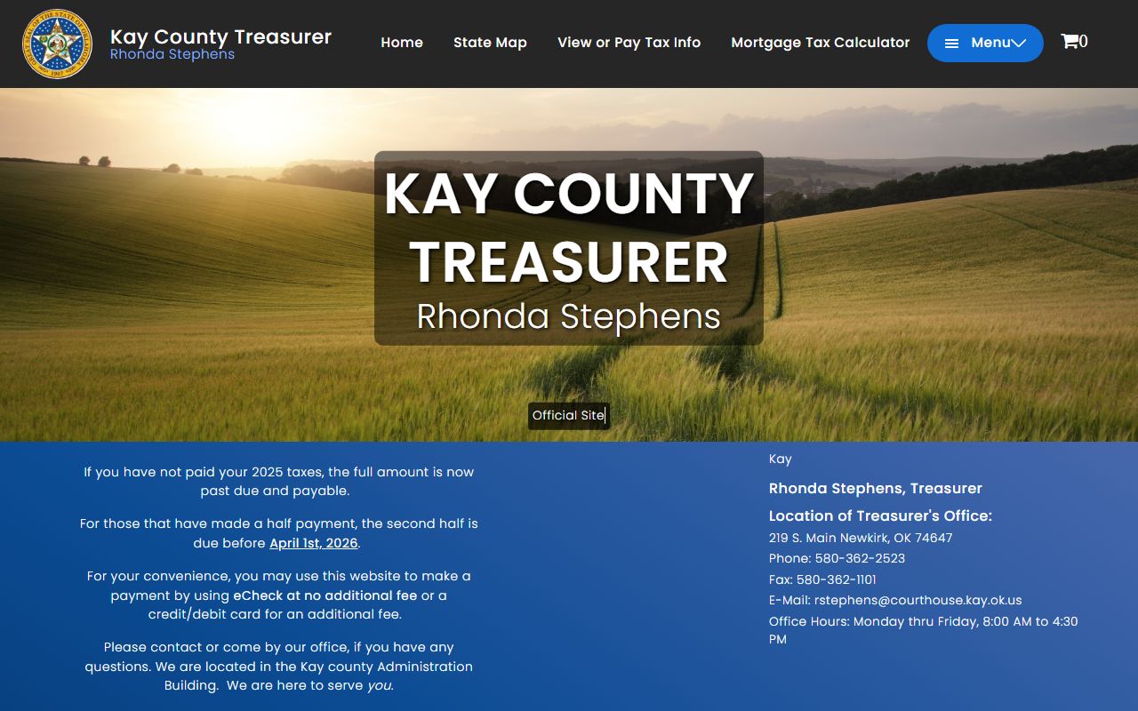 Kay County official website with county office and public records information