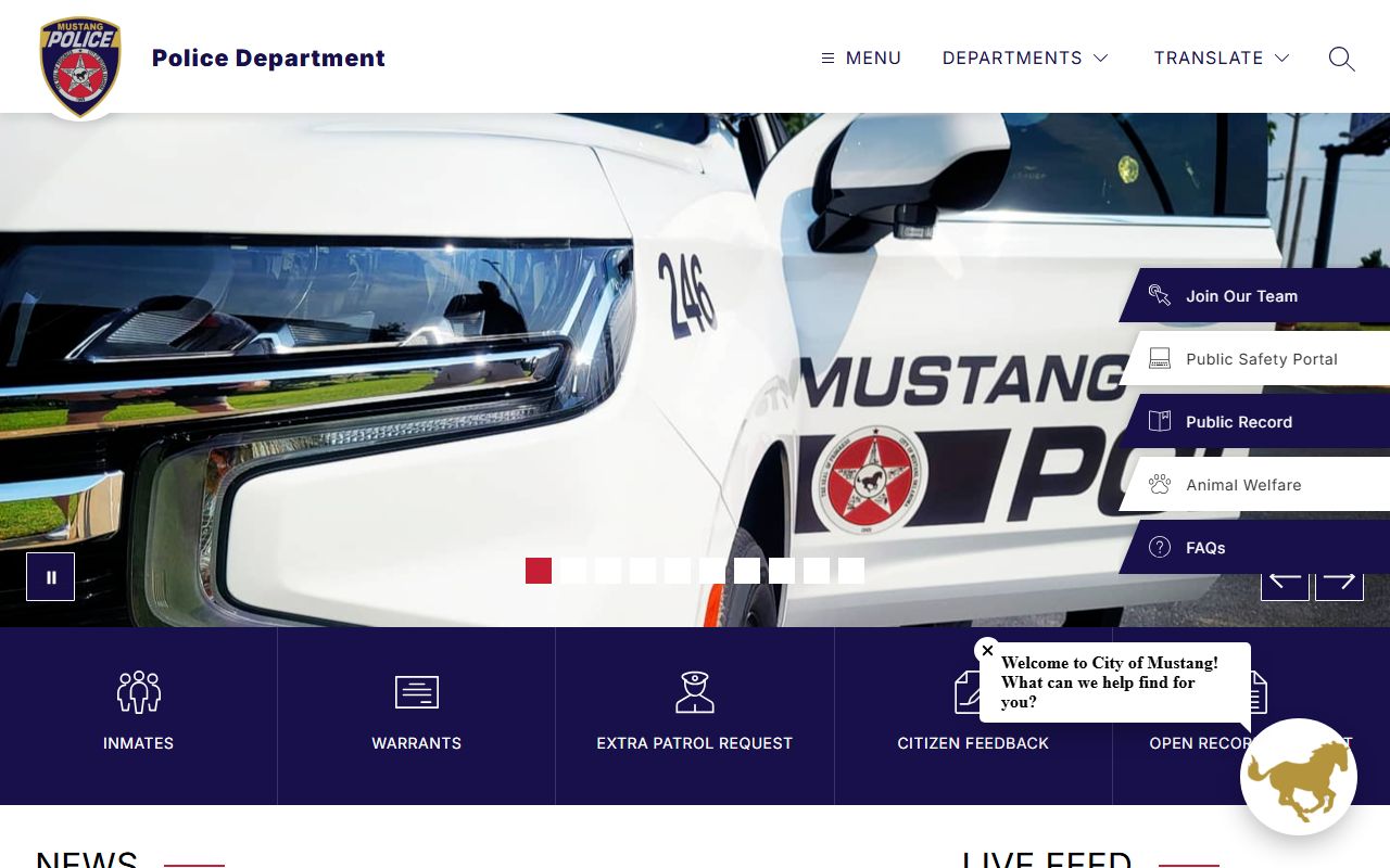 Mustang Police Department public records division