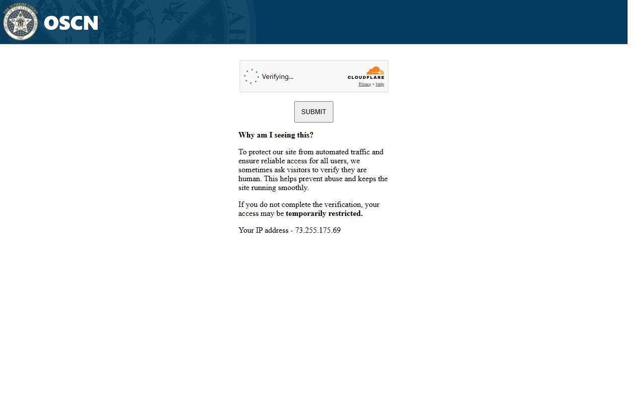 Oklahoma County public records on OSCN court search portal