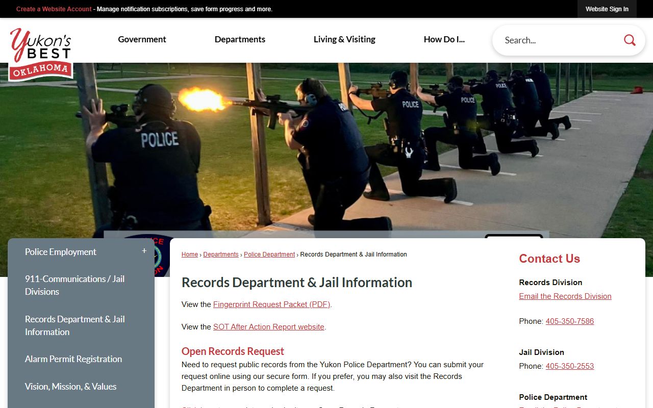 Yukon police department records division and public records