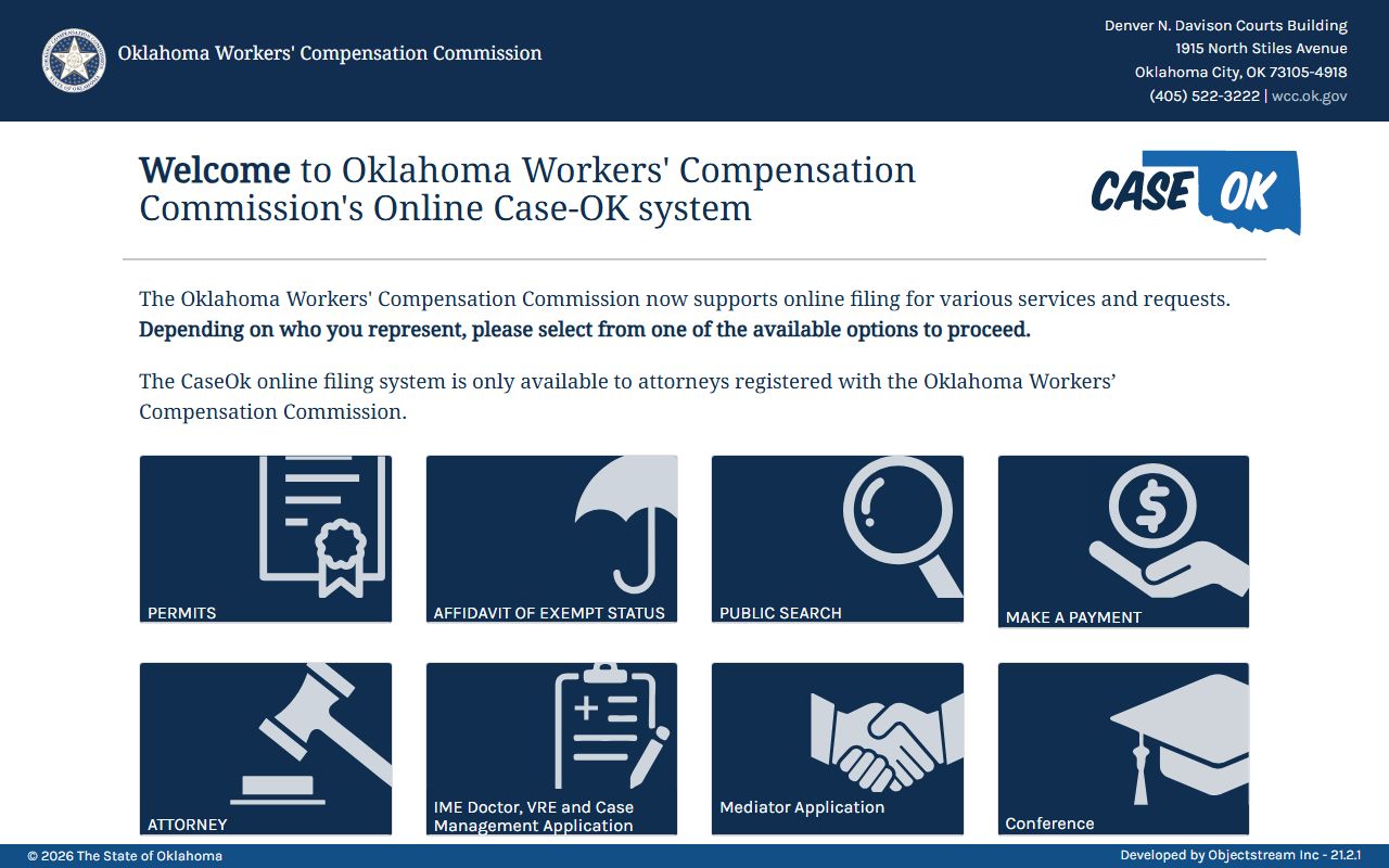 CaseOK workers compensation cases Oklahoma public records