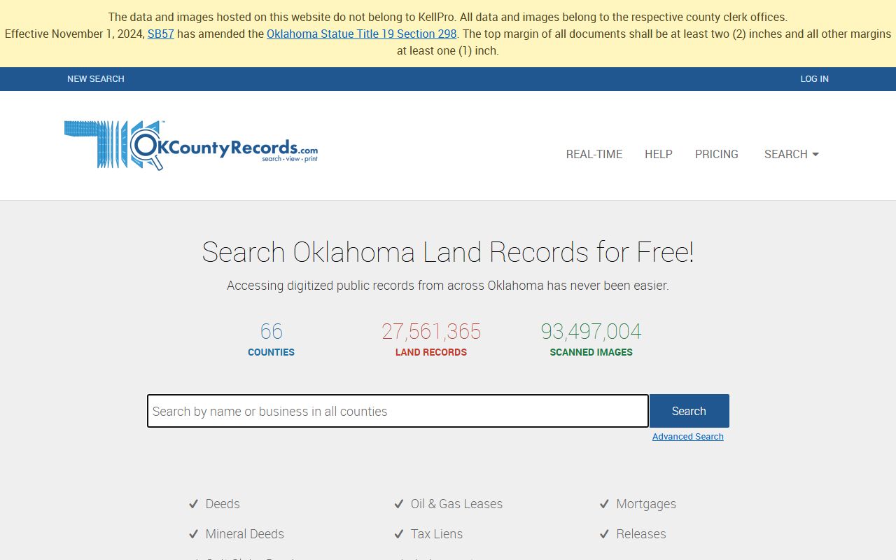 OKCountyRecords land records Oklahoma public records