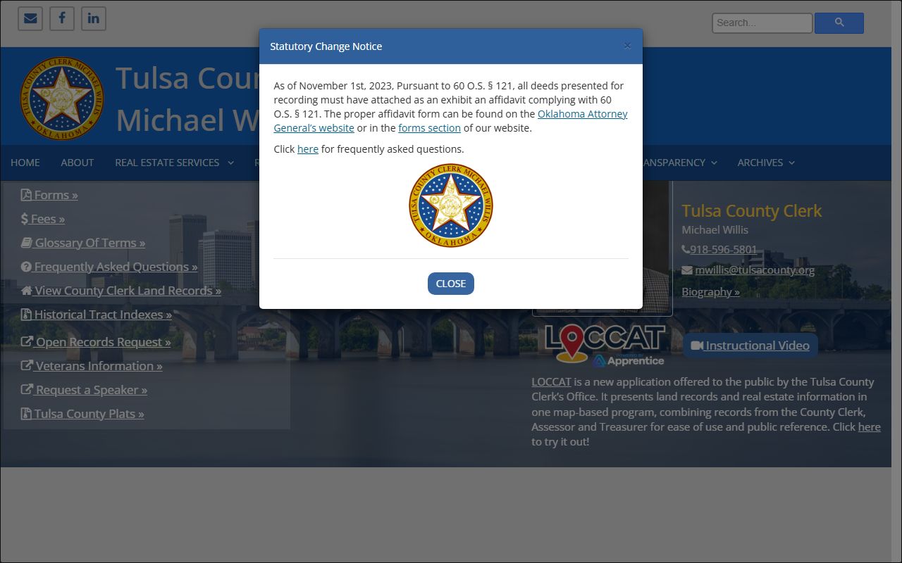Tulsa County Clerk public records search for Oklahoma court dockets